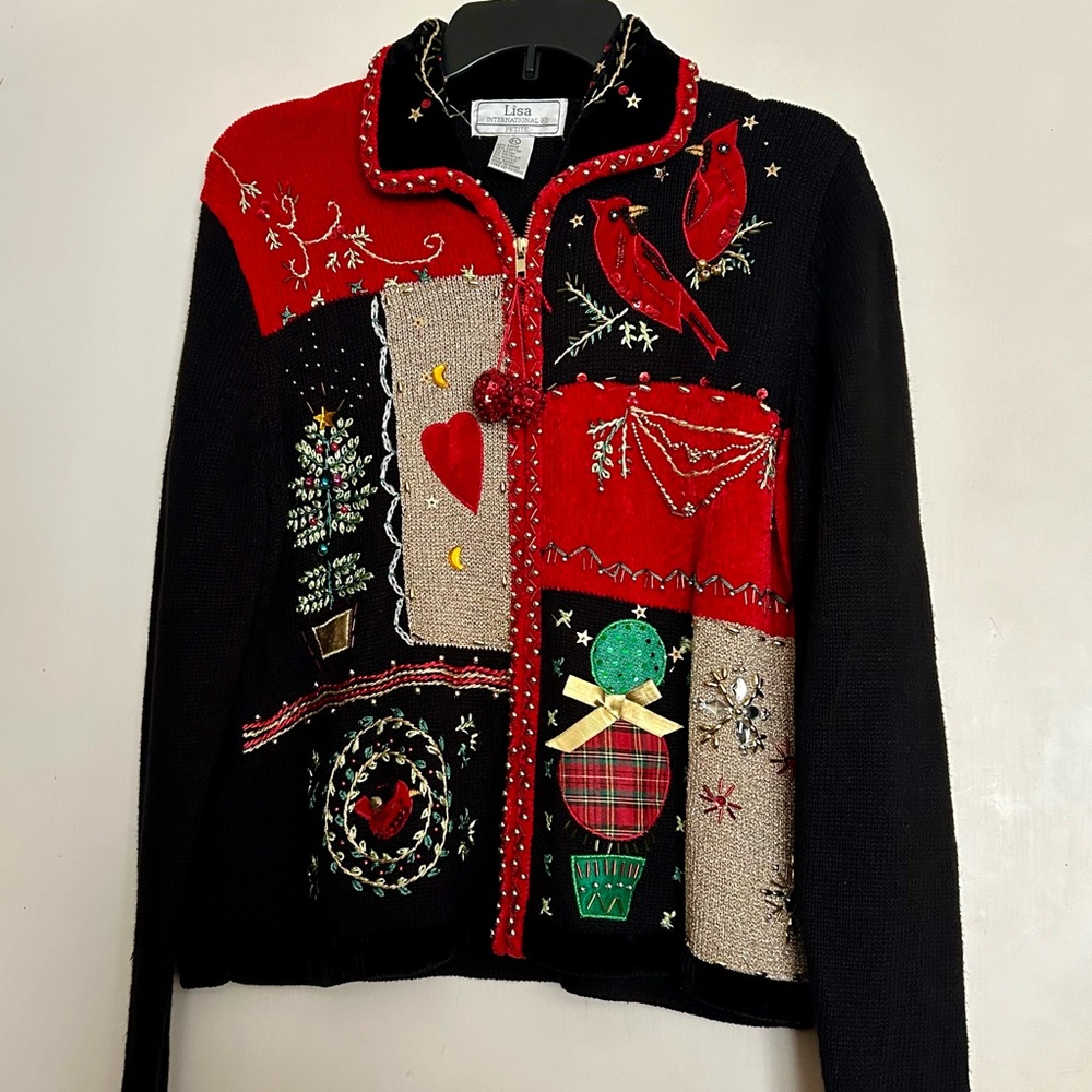 Vintage Christmas Holiday sweater cardigan ugly Christmas sweater